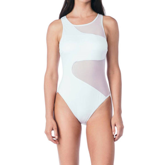 Kenneth Cole - All Meshed Up Mesh High Neck One Piece Swimsuit