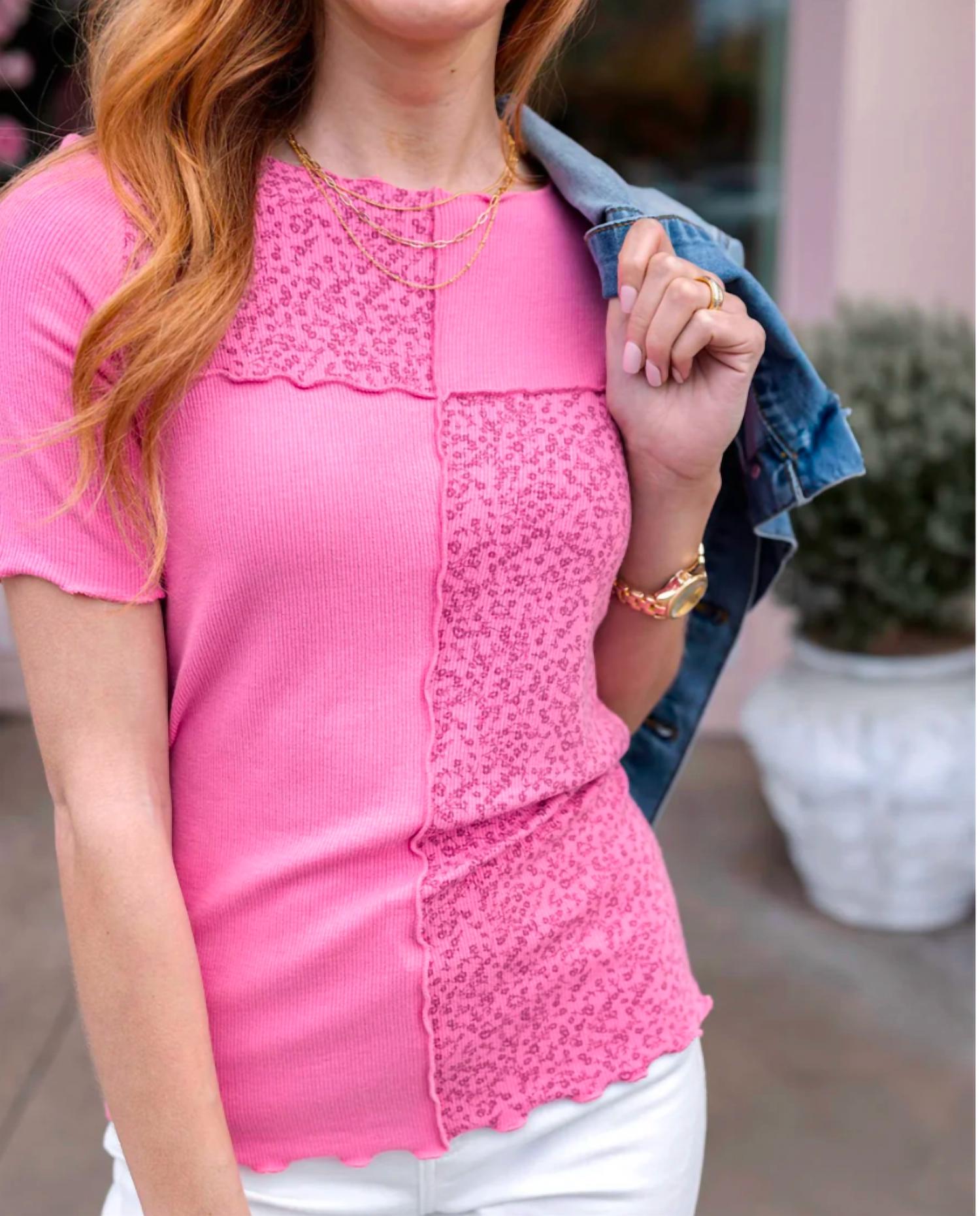 Grace And Lace - Patched Ribbed Knit Tee
