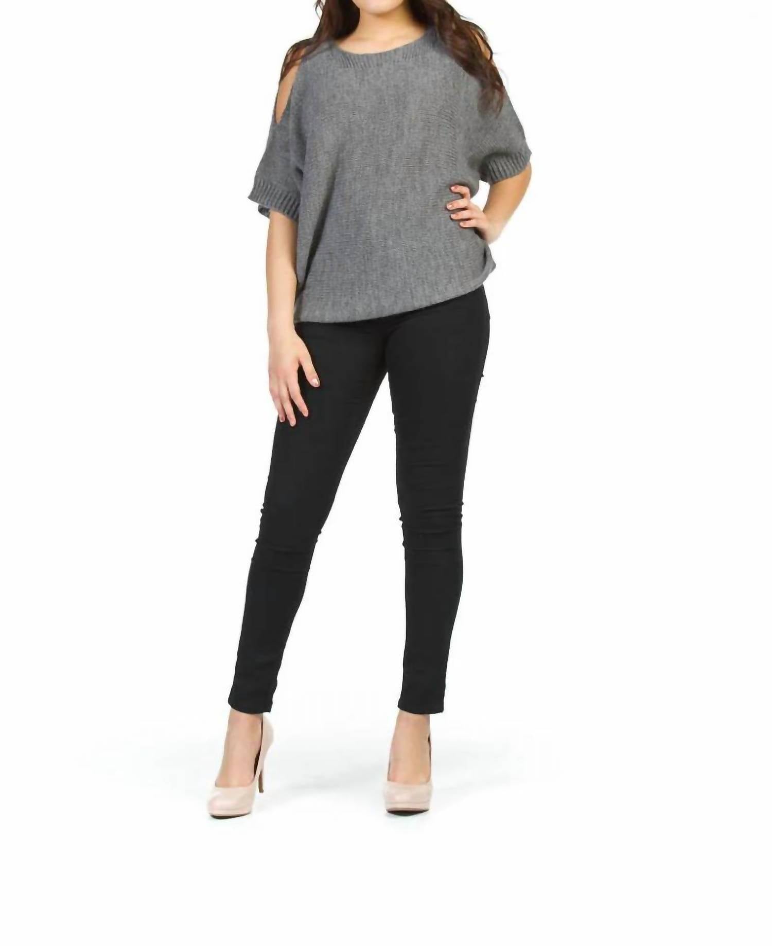 Papillon - Cold Shoulder Batwing Relaxed Sweater