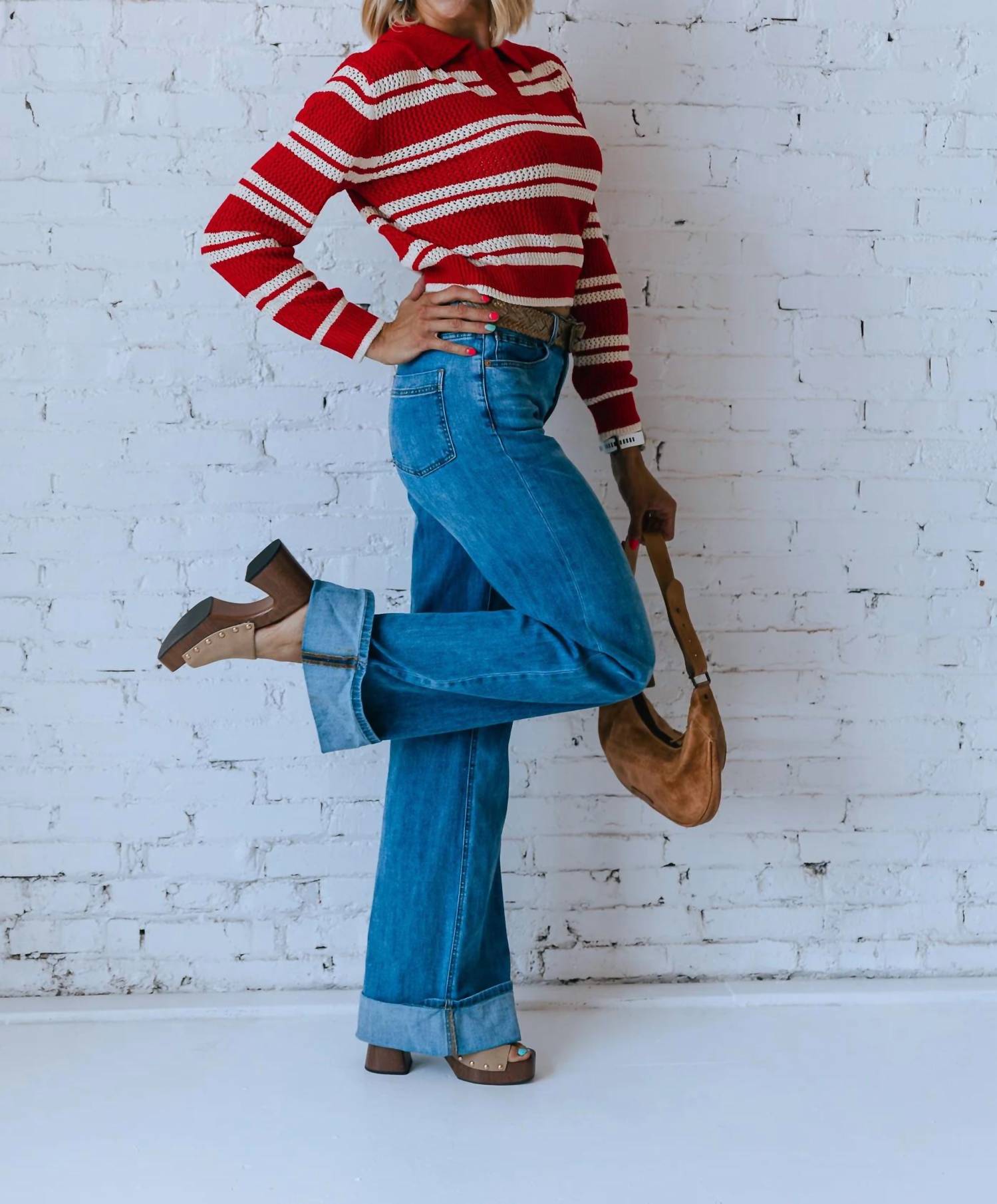 Sage The Label - CADDIE COLLARED STRIPE SWEATER