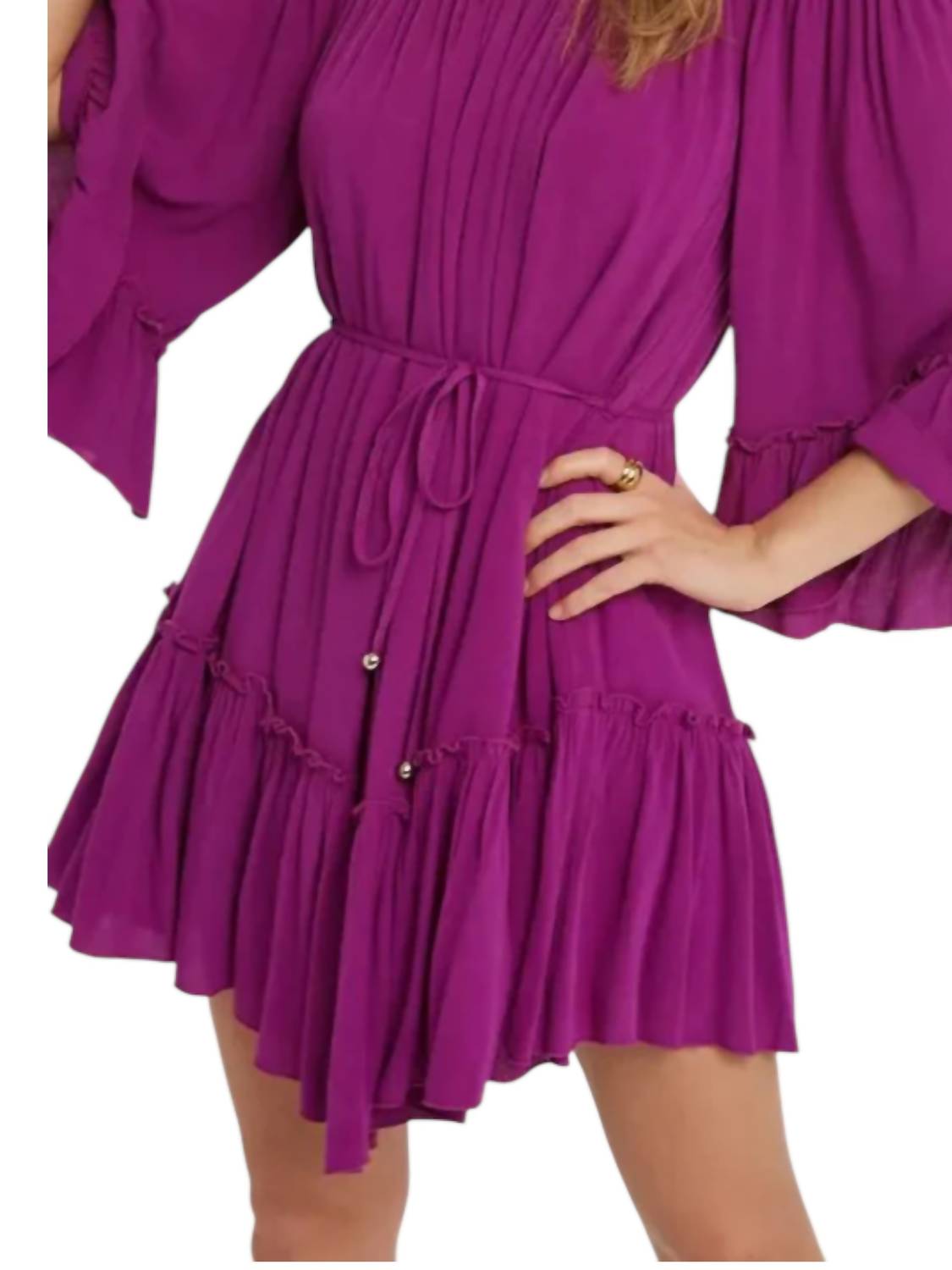 Bluivy - Ruffled Solid Boho Mini Dress