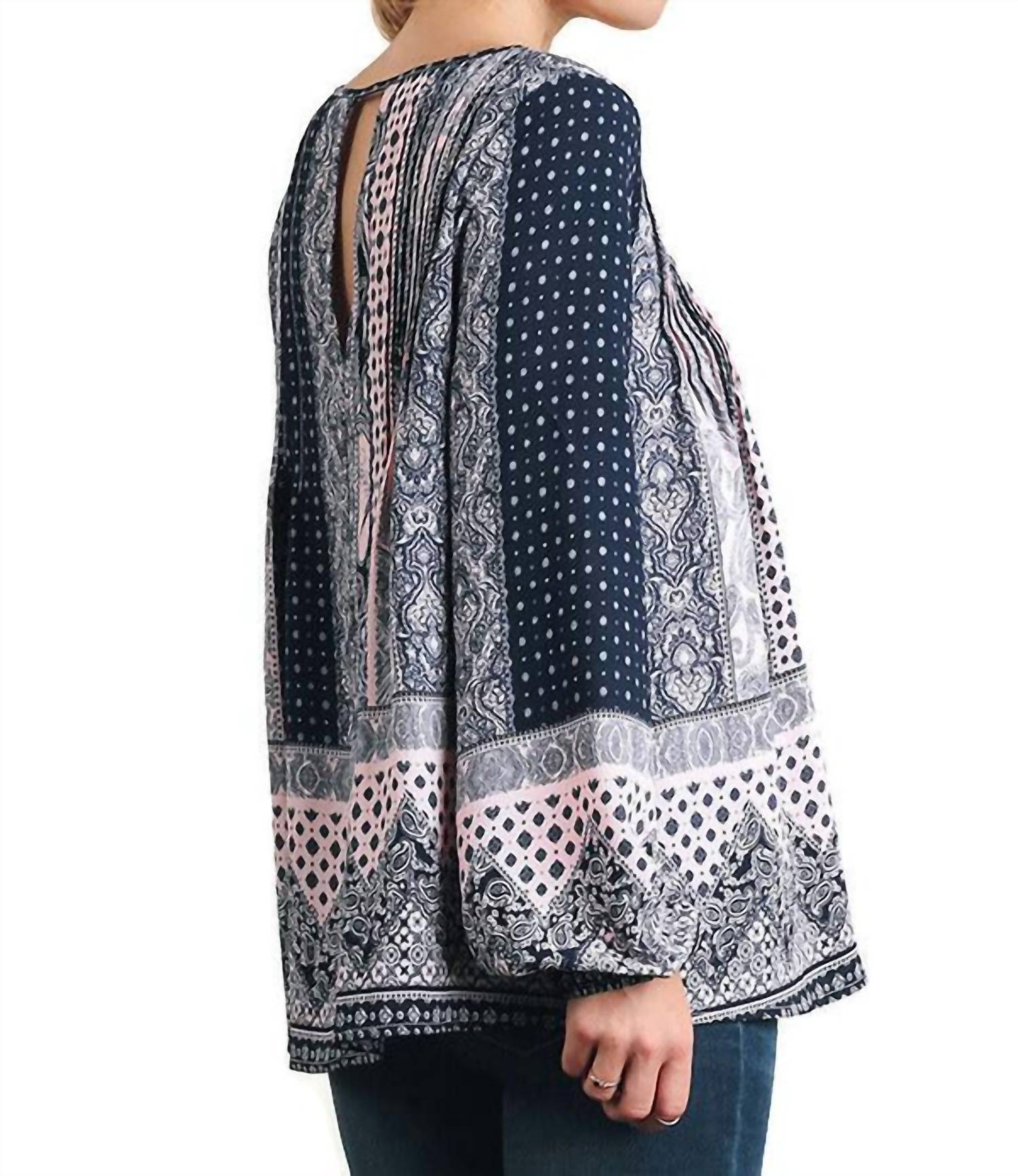 Umgee - Women's Bohemian Tassel Tie Top