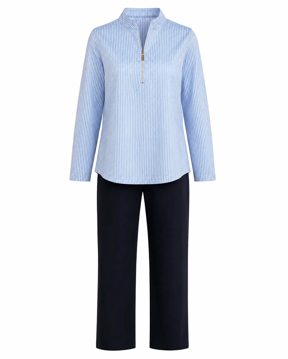 Lulu-B - Rhinestone Quarter-zip Top