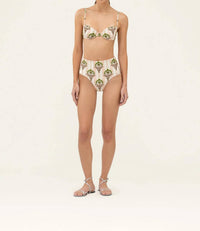 Agua By Agua Bendita - Magenta Moriche Embroidered Bikini Bottom