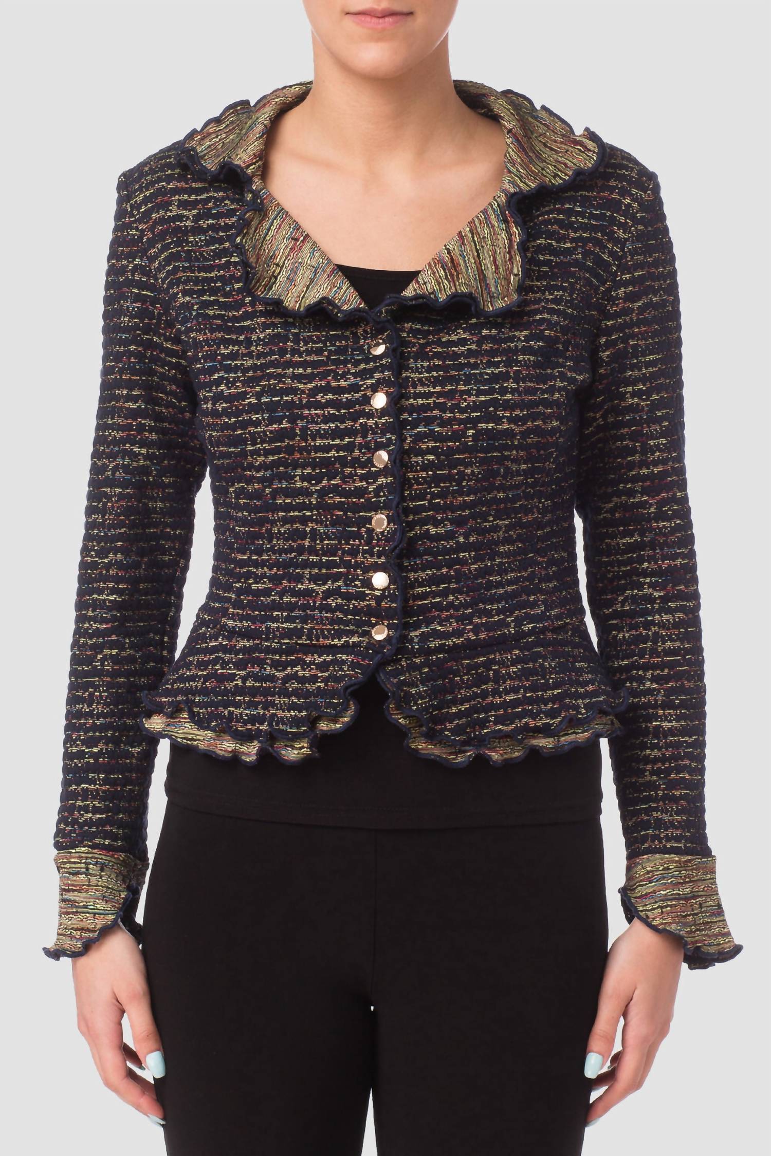 Joseph Ribkoff - Ruffle Lapel Snap Jacket