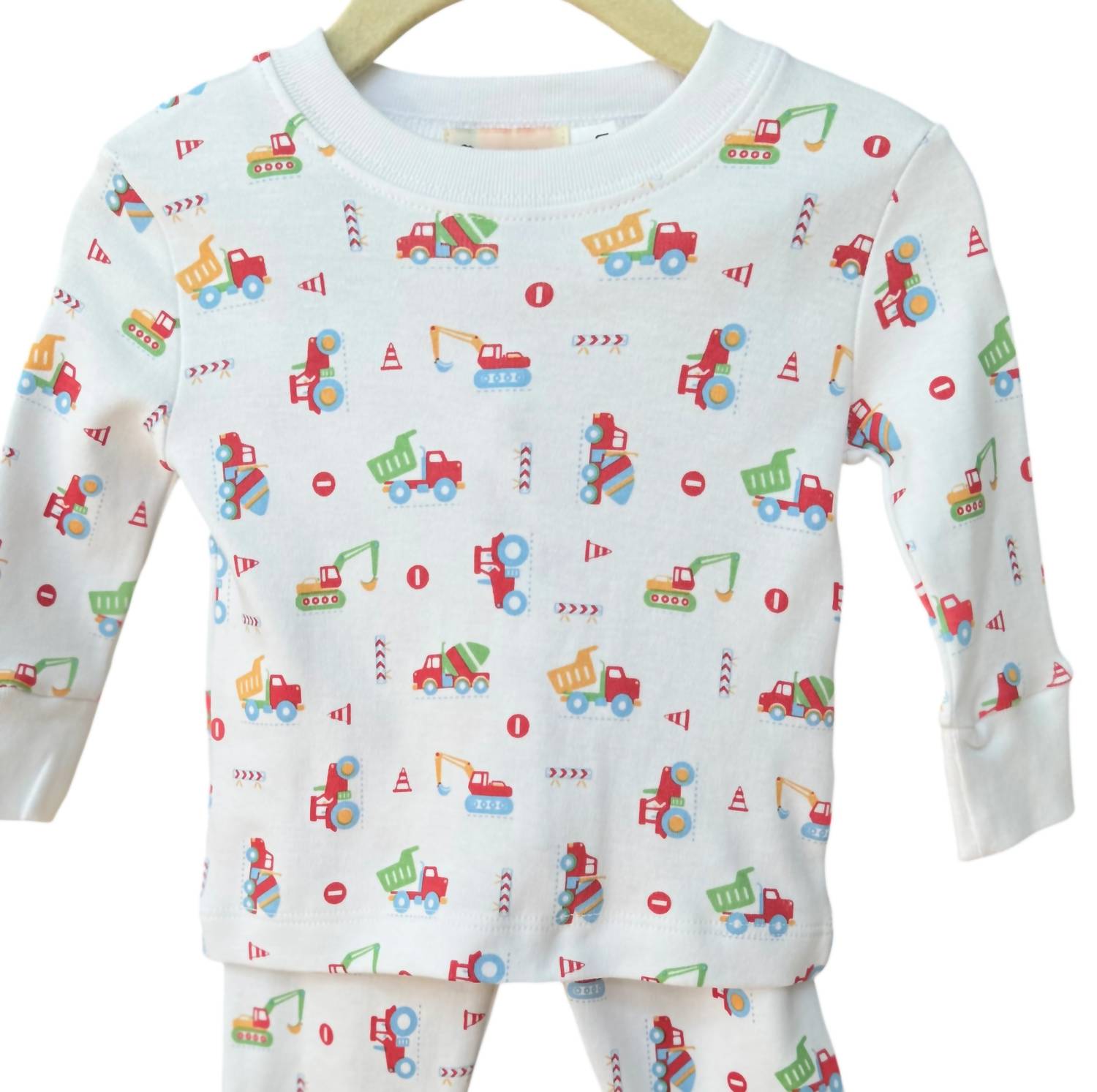 Luigi Kids Kids Construction Pajamas Set in white - kids' sleepwear - detail view