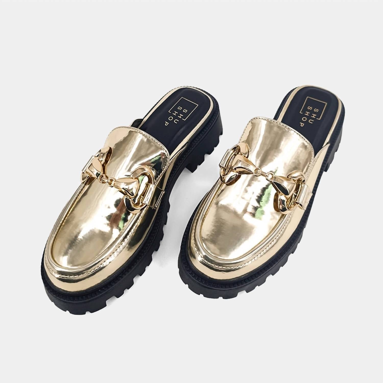 SHU SHOP Women's Tiffany Mule Loafers in gold - women's flats - alternate view