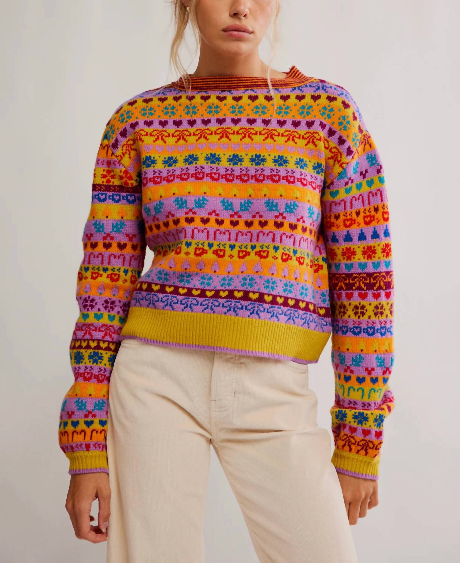 Free People Favorite Things Long Sleeve Sweater in bright confetti combo 1 - women's sweater