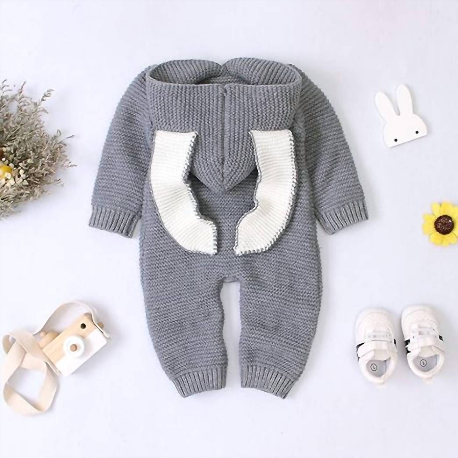 Annie & Charles - Girl's Rabbit Ears Knit Jumpsuit
