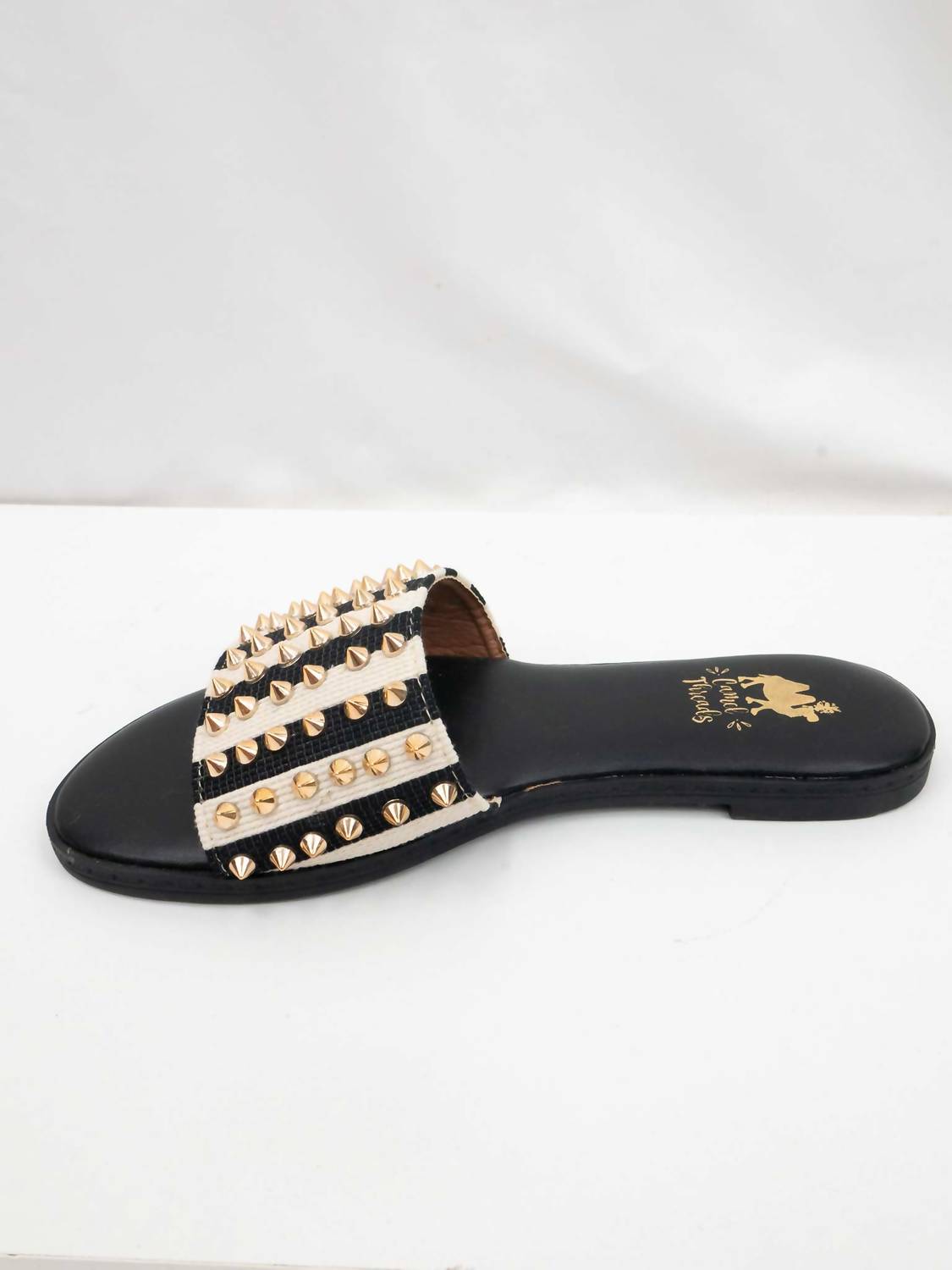 Camel Threads Women's Flirtini Sandal in black and white stripe - women's sandal - alternate view