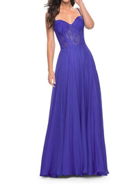 La Femme - Lace Bustier Prom Dress