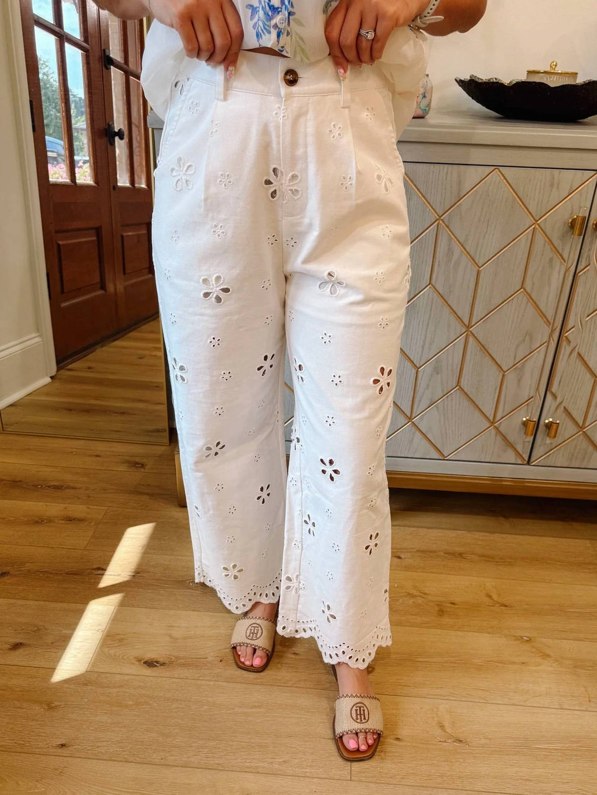 Entro - Eyelet Denim Pants