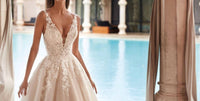 Demetrios - Beaded Lace Tulle Gown