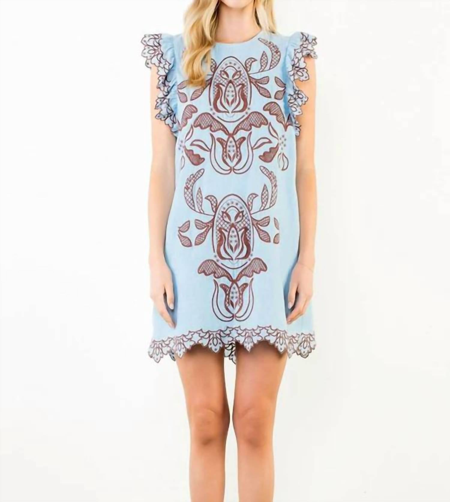Thml - Flutter Sleeves Embroidery Detail Dress