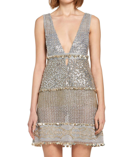 Roberto Cavalli - Embellished Metallic Knit Dress