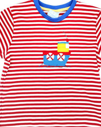 bella bliss Kid's Applique Pima Tee in red white blue - kids' t-shirt - detail view