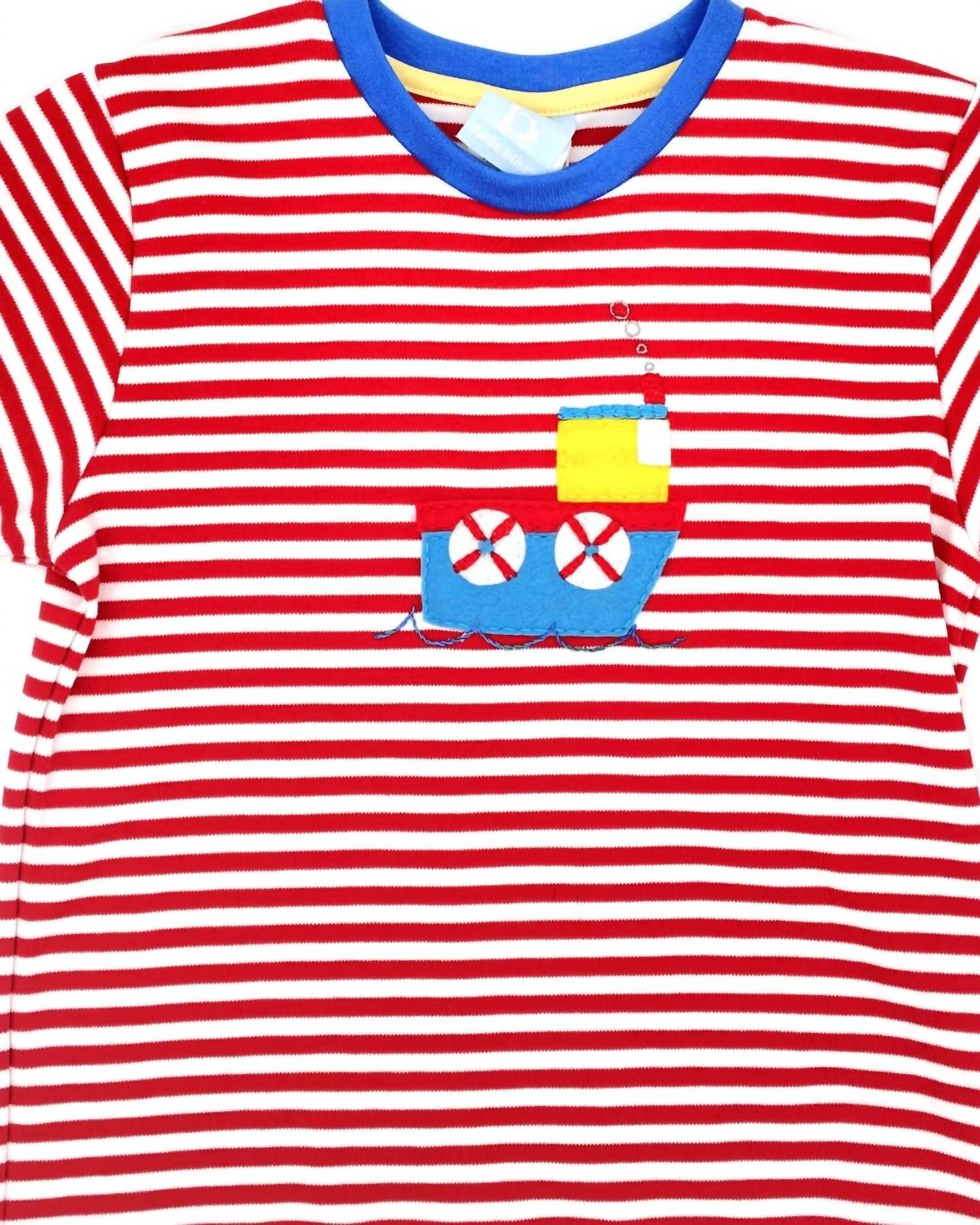 bella bliss Kid's Applique Pima Tee in red white blue - kids' t-shirt - detail view