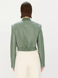 SIMKHAI Doreen Boxy Bomber Jacket in park slope - women's jacket - detail view