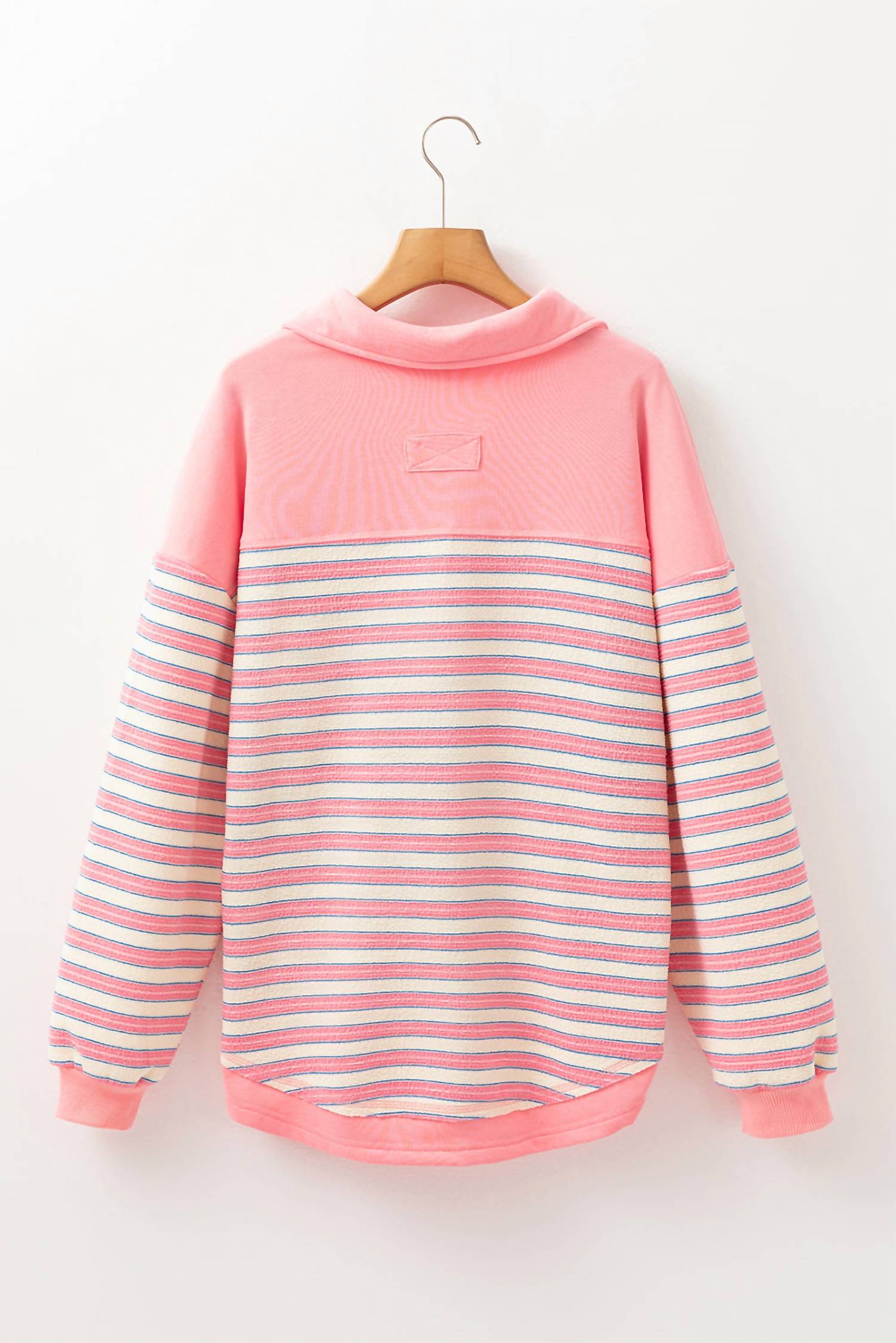 Shewin - Collared V Neck Drop Shoulder Top