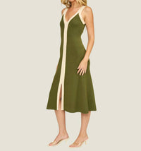 LUCY PARIS Analise Colorblock Dress in olive cream - women's skirt - view 5