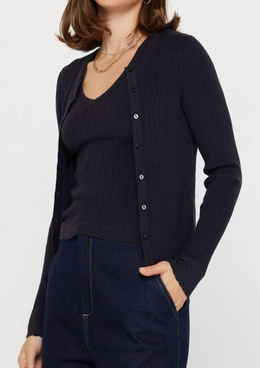 Current Air - Ribbed Cardigan With Tank Top Set