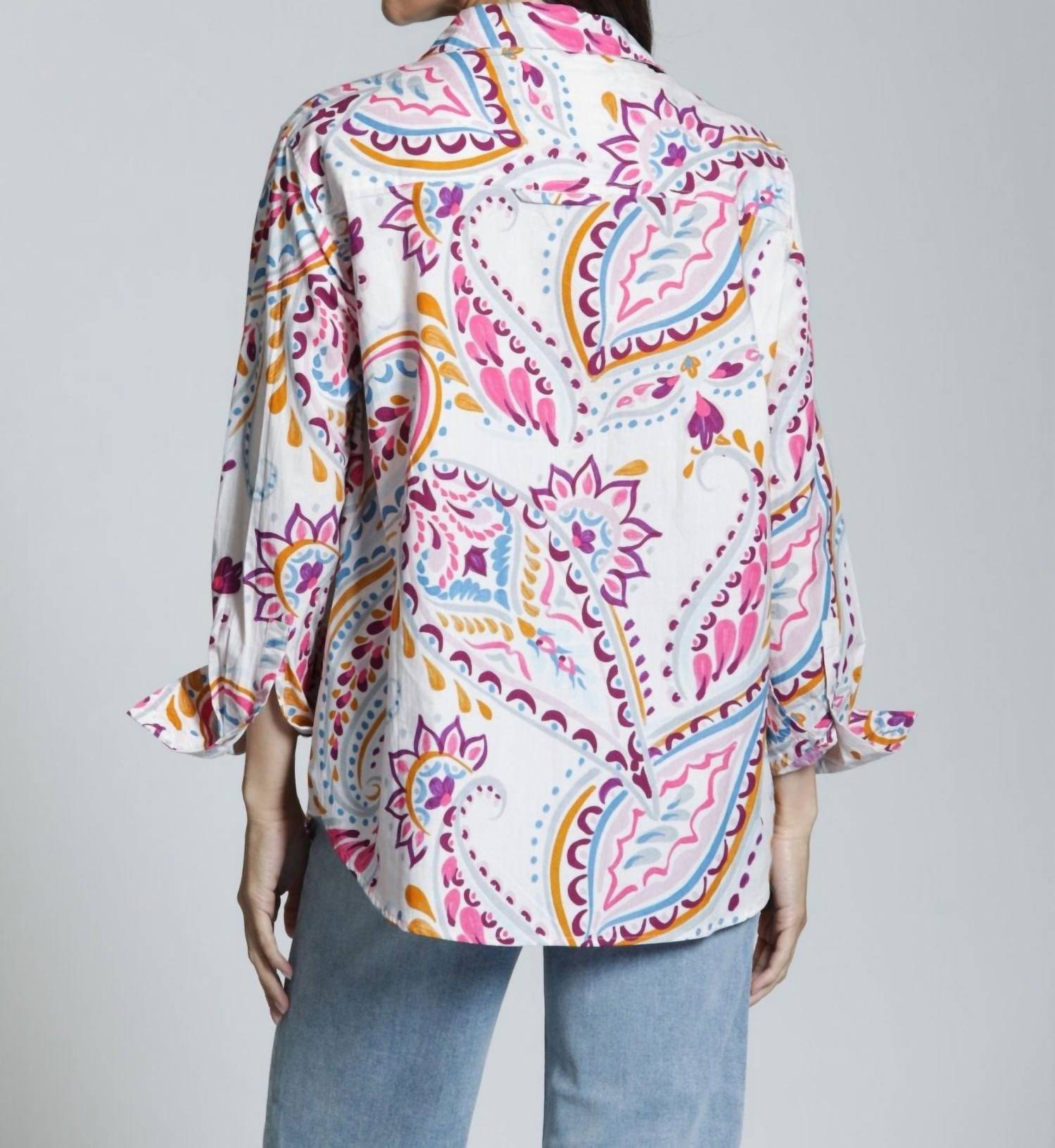APNY Boyfriend Button Up Shirt in paisley daze - women's blouse - alternate view