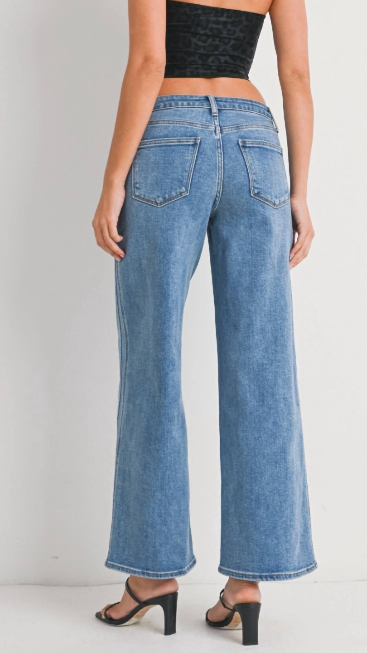 Jbd. - Mid Rise Full Length Seamed Wide Leg Jeans