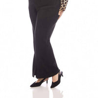 Karen Kane Faux Suede Front Slit Pants - Plus in black - women's pants - detail view