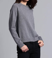 Minnie Rose - Cotton Cashmere Raglan Crew Jewel Neck Top