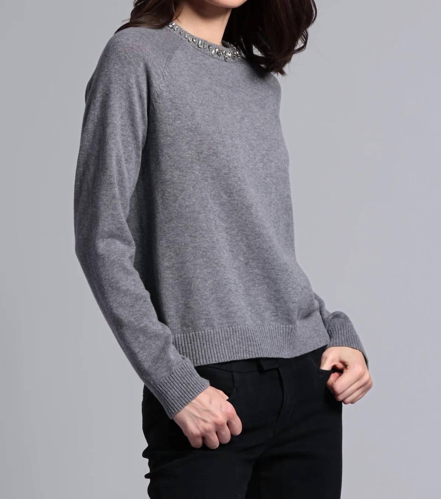 Minnie Rose - Cotton Cashmere Raglan Crew Jewel Neck Top