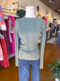 KLd. Signature Women's Ribbed Sweater Tee in blue - women's long sleeve top