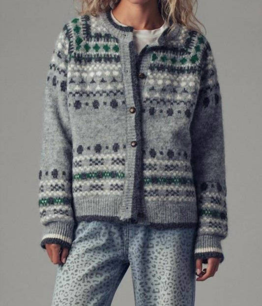 Urban Daizy - Nordic Pattern Button-up Knit Cardigan
