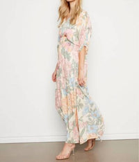 Charlie B - Dolman Short Sleeves Maxi Dress With Side Slits