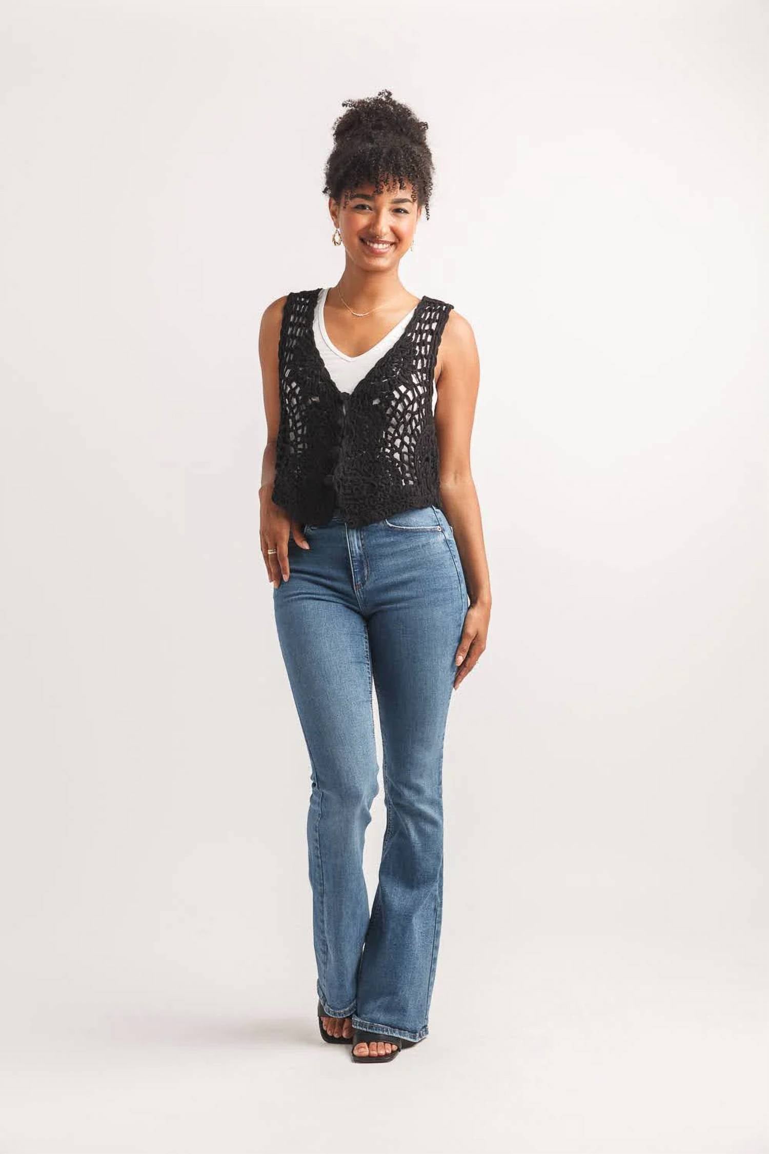 Papillon - Soutache Button Front Vest Top