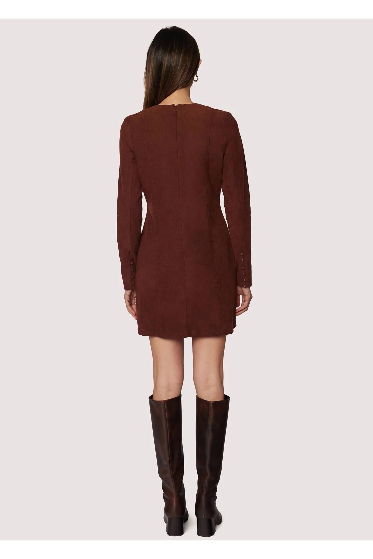Lost + Wander - Suede Long Sleeve Mini Dress