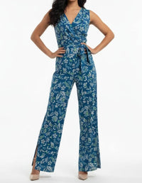 London Times - Floral Print Sleeveless Jumpsuit
