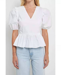 English Factory - Peplum Short Sleeve Top