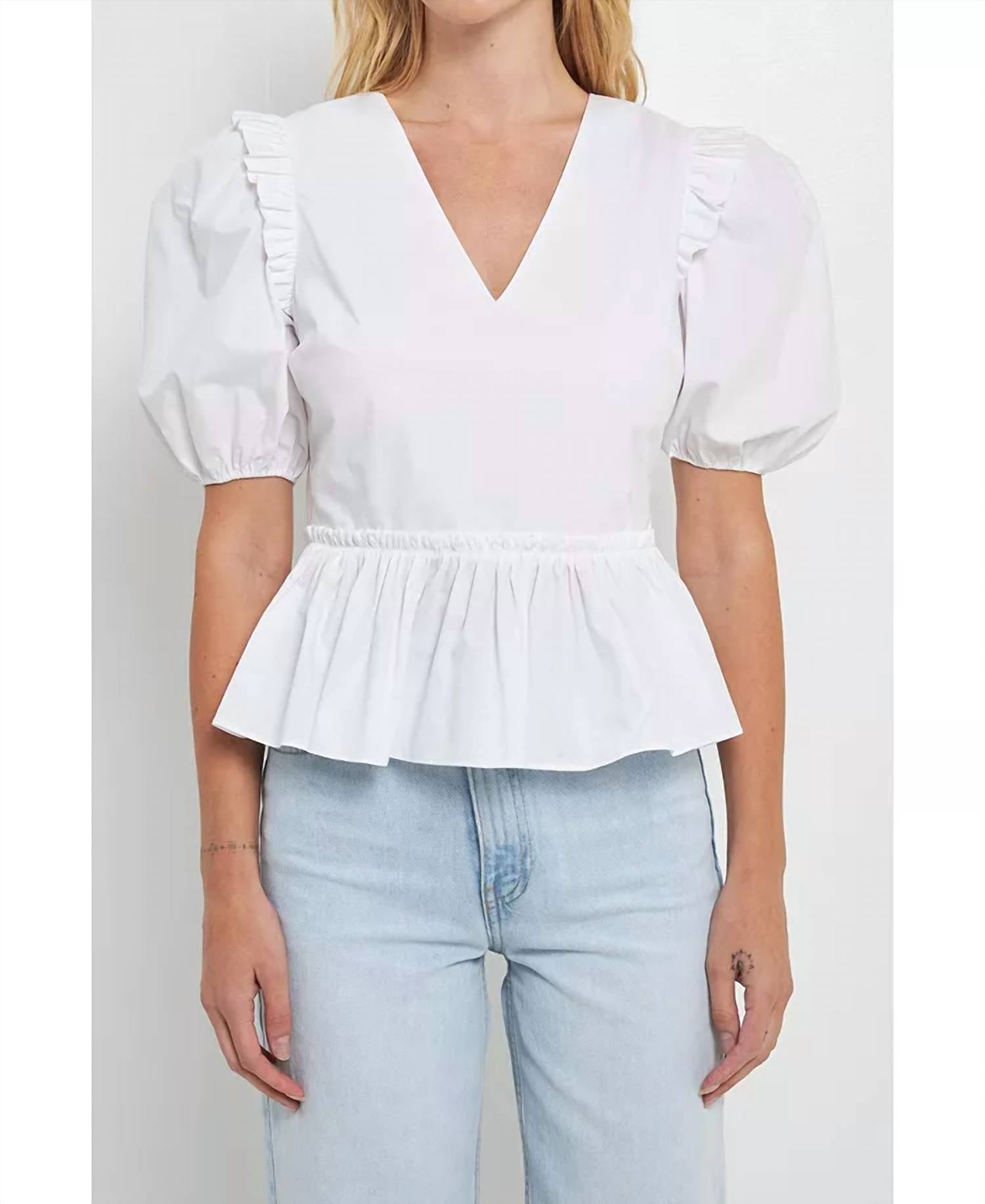 English Factory - Peplum Short Sleeve Top