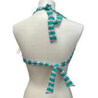 Draper James Striped UPF 50 Neck Back Tie Halter Swim Top ONLY in green and pink striped - women's swimwear - alternate view