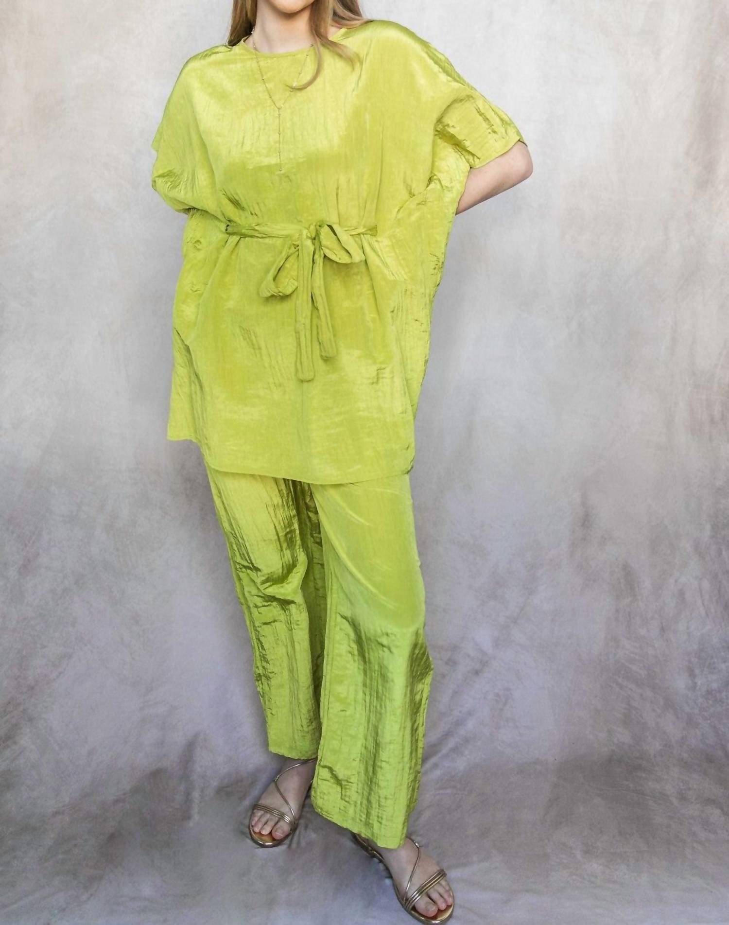 Before You Lemongrass Wide Leg Pants in green - women's pants