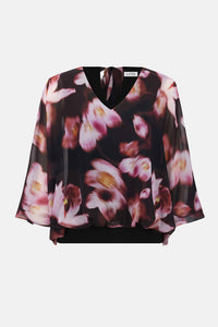 Joseph Ribkoff - Chiffon and Silky Knit Floral Boxy Top
