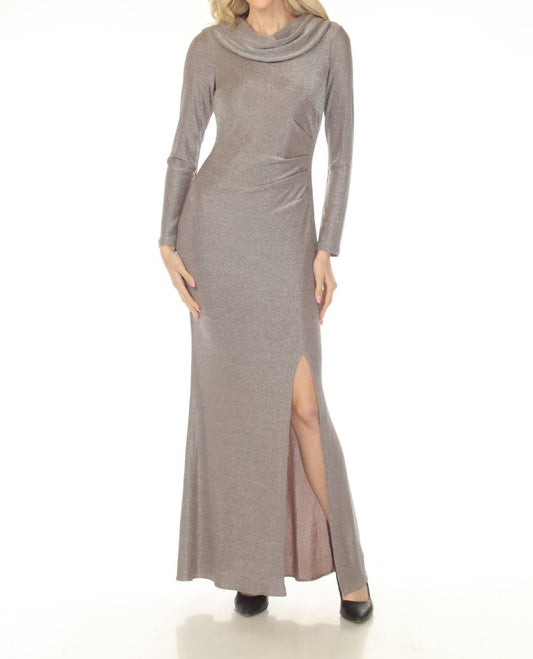 Joseph Ribkoff - Shimmery Cowl Neck Maxi Evening Dress