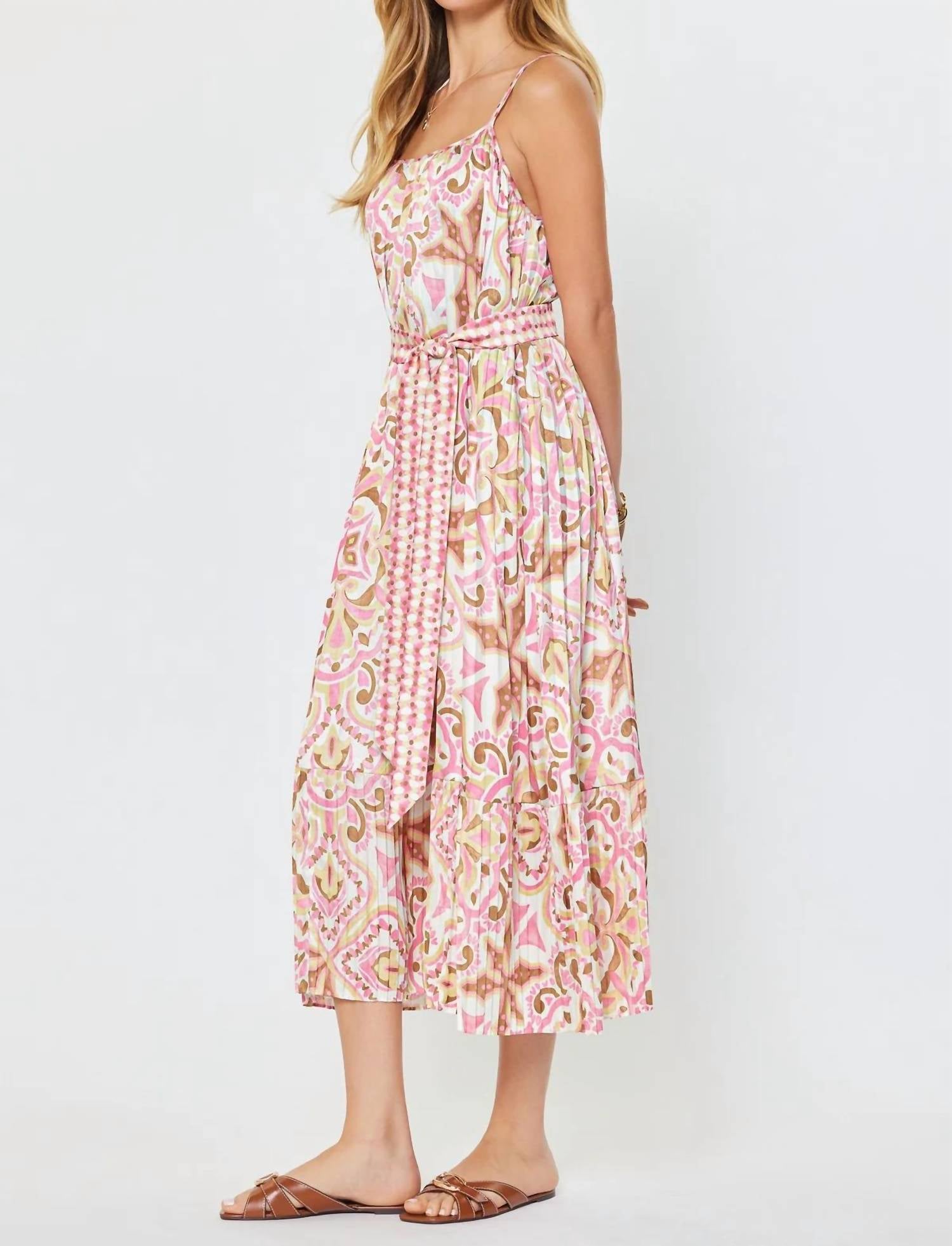 Nyland - Laila Printed Pleated Tiered Midi Dress