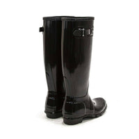 HUNTER Women's Original Tall Gloss Rain Boots in black - women's shoe - detail view