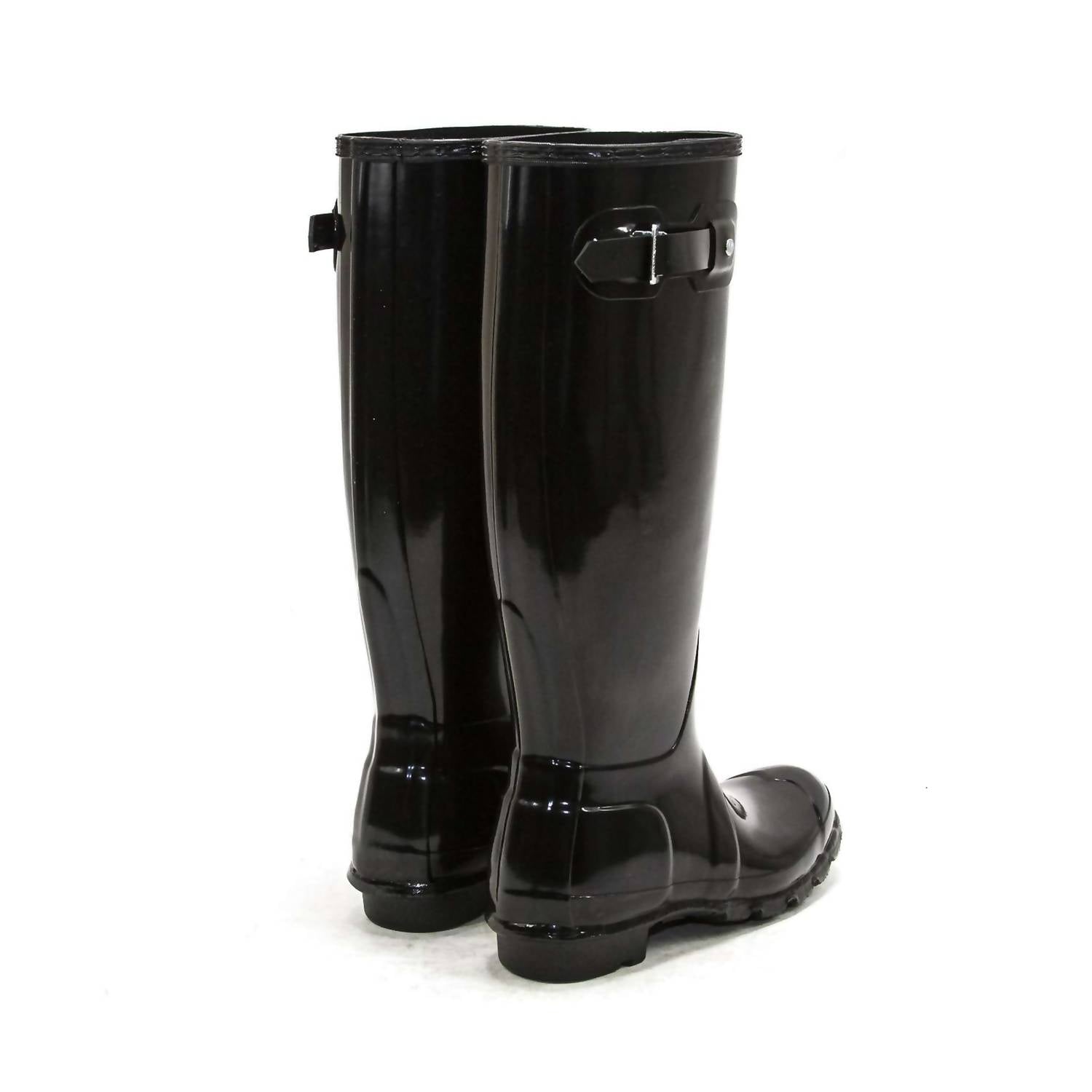 HUNTER Women's Original Tall Gloss Rain Boots in black - women's shoe - detail view