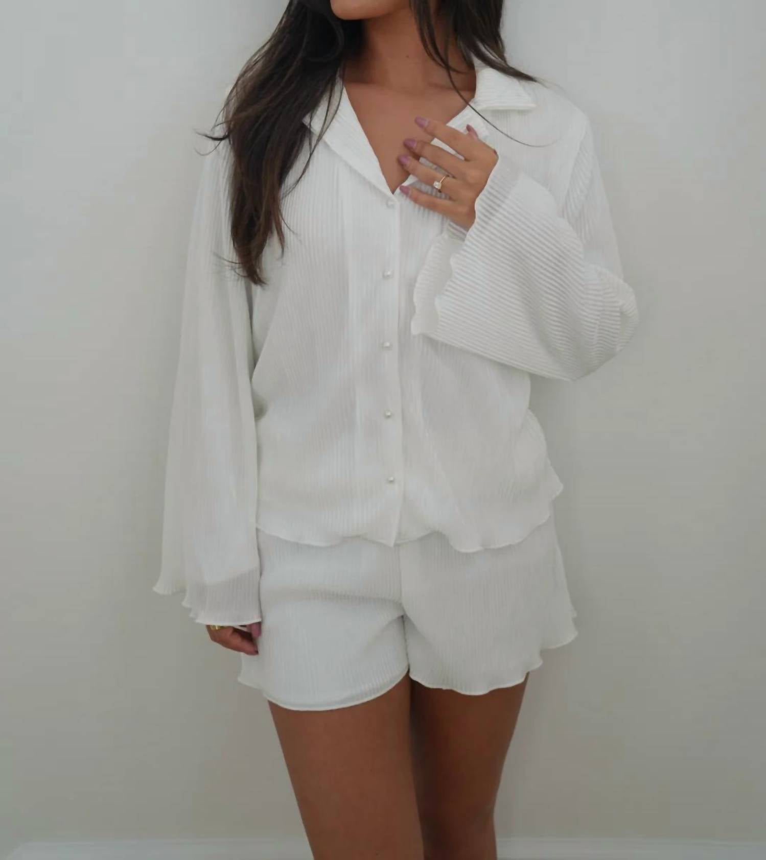 Waverles - Sloane Pleated Tie Top And Shorts Set