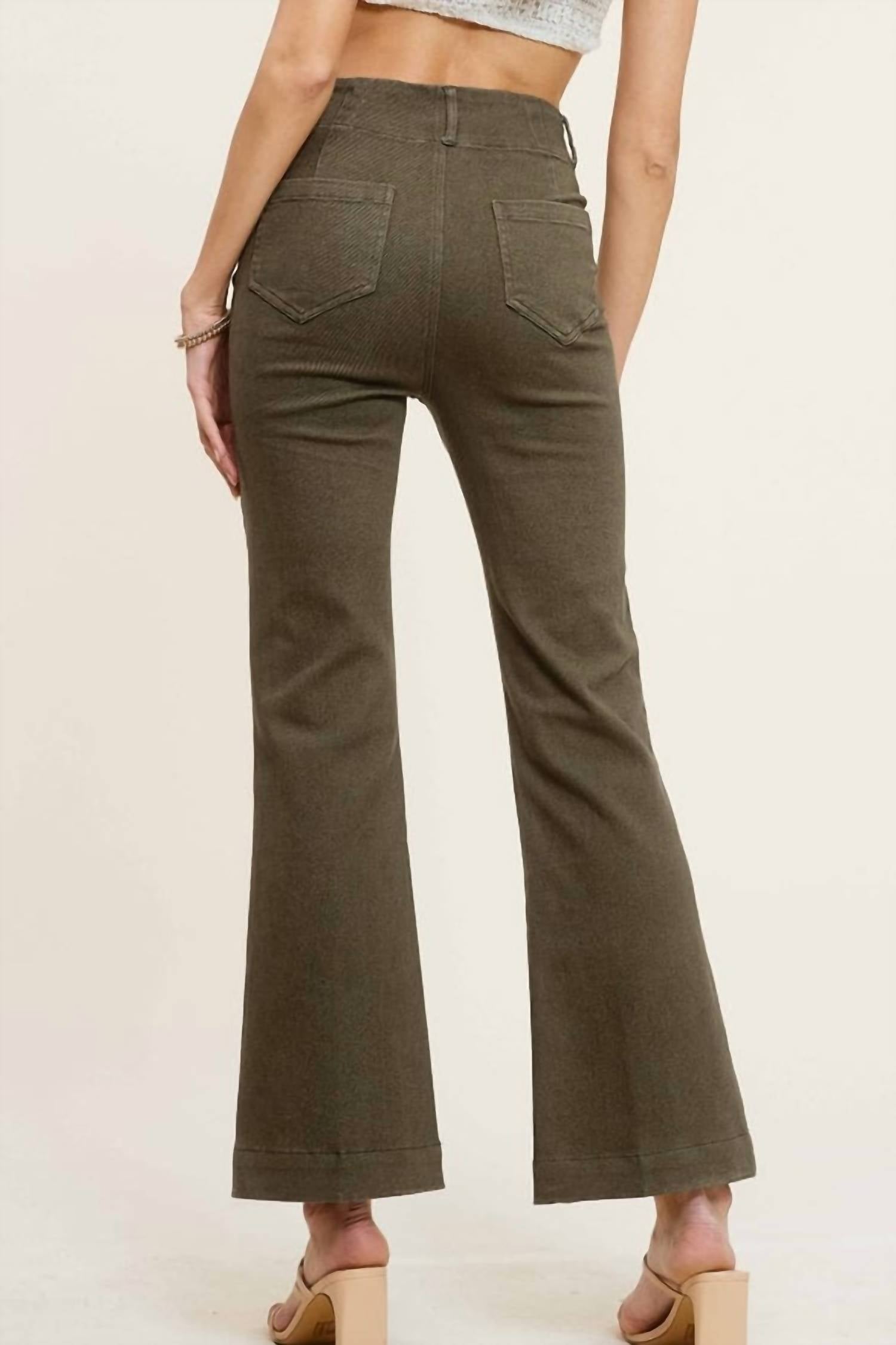 La Miel - Women's Soft Washed Stretchy Wide Flare Pants
