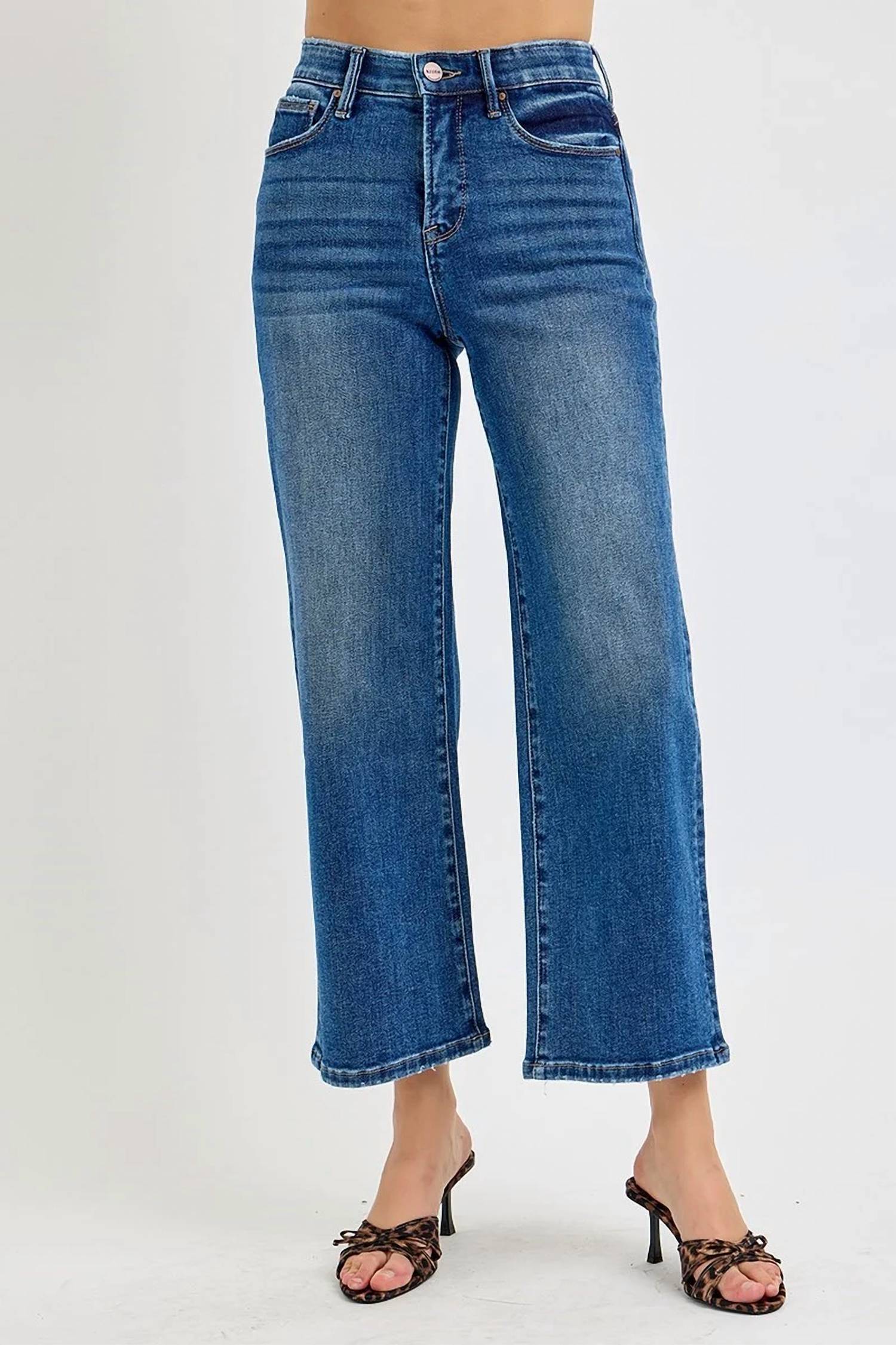 Risen - Cropped Wide Leg Jeans