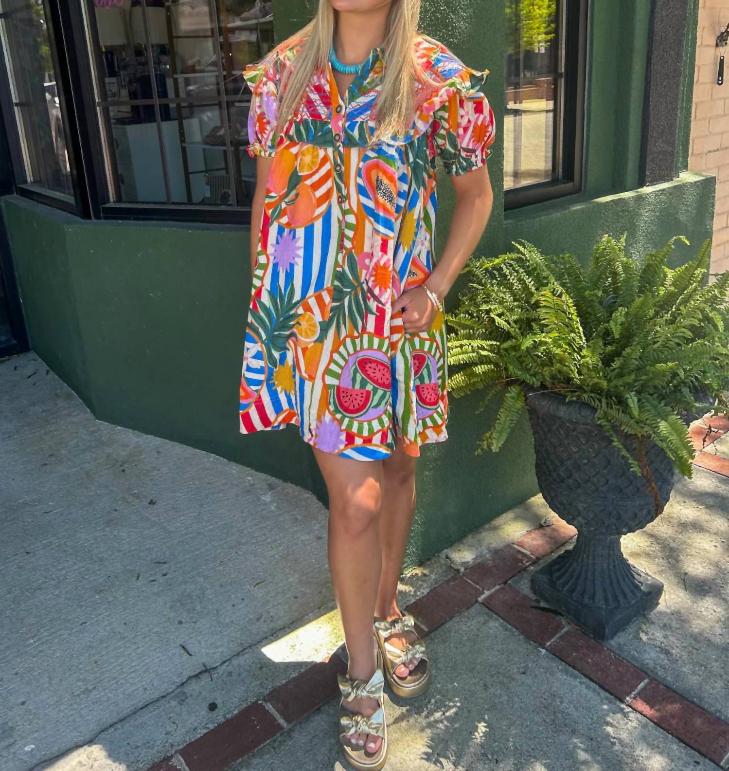 Karlie - Tropical Fruit Baby Doll Dress