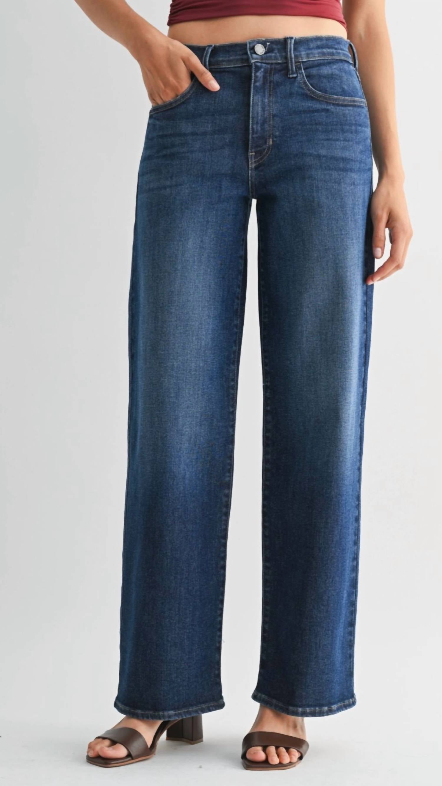 Just Black Denim - Mid Rise Full Length Straight Jeans